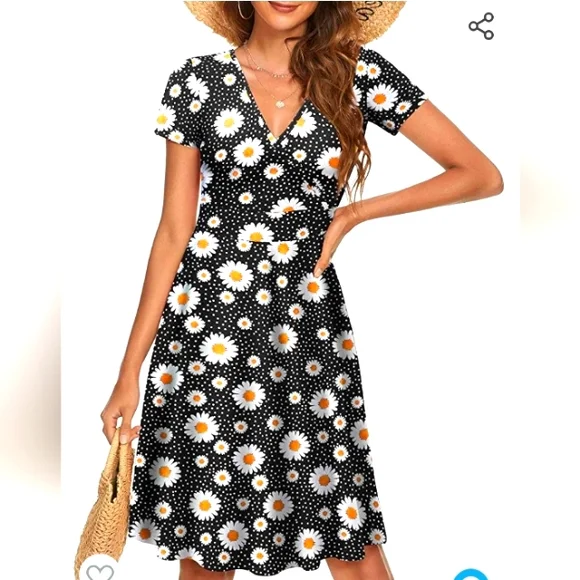 MS Basics Dresses | MS Basics Wrap Deep V Neck Midi Dress New | Color: Black/White | Size: S | Nycdaze's Closet